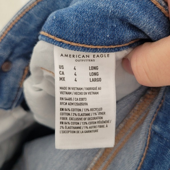 American Eagle Stretch Real Good High Rise Skinny Kick Jeans Blue Size 4 Long - Picture 10 of 12